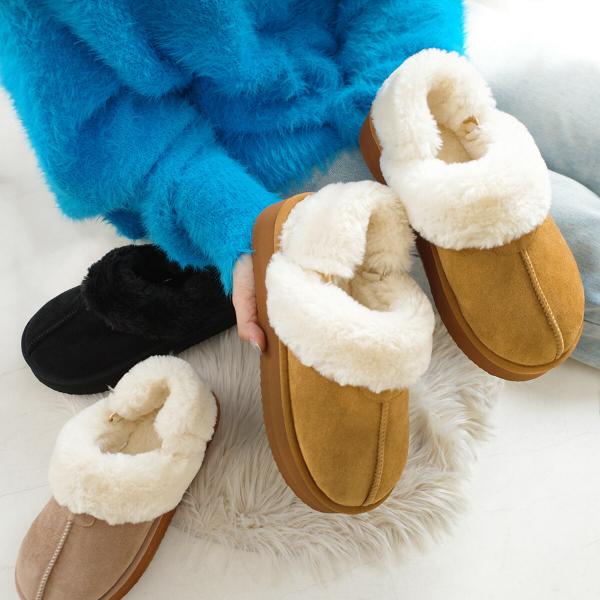 サボ サンダル　ファー ボア 厚底 ムートン スリッパ 2WAY レディース 秋冬 あったか ふわふ...