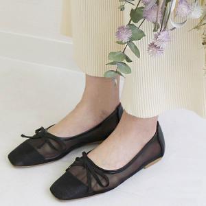 パンプス リボンフラットパンプス レディース ぺたんこ