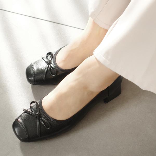 パンプス　リボンパンプス スクエアトゥ　レディース 春夏秋冬 痛くない 歩きやすい　amiamiアミ...