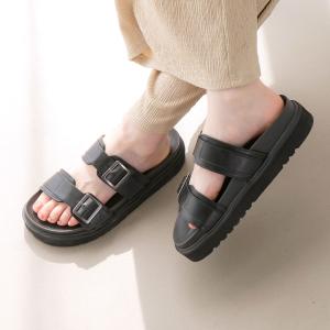 返品交換不可  サンダル レディース 厚底 ダブルベルト ストラップ カジュアル 履きやすい アミアミasa