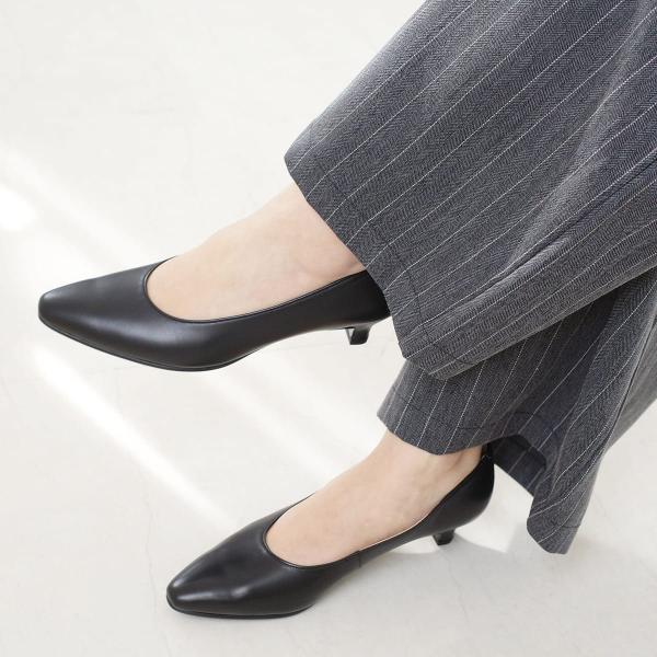 パンプス 黒 高級本革 ローヒール 痛くない レディース 日本製 抗菌防臭 ポインター amiami...