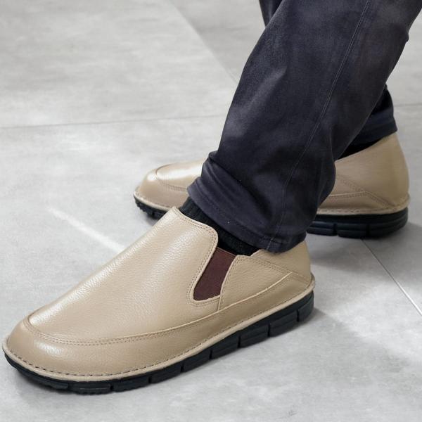 スリッポンシューズ　本革　2WAY メンズ　柔らか　軽量 　 疲れない 歩きやすい ポインター　am...