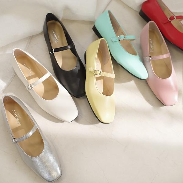 パンプス 本革 ストラップ付き レディース 靴 フラットシューズ 疲れない 歩きやすい ポインターa...