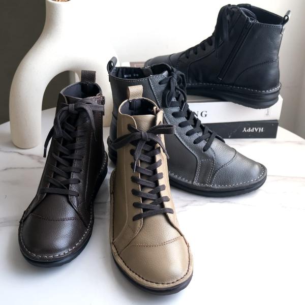 ショートブーツ レディース レースアップ ブーツ 本革 軽量ブーツ 冬 秋冬 歩きやすい4E 履きや...