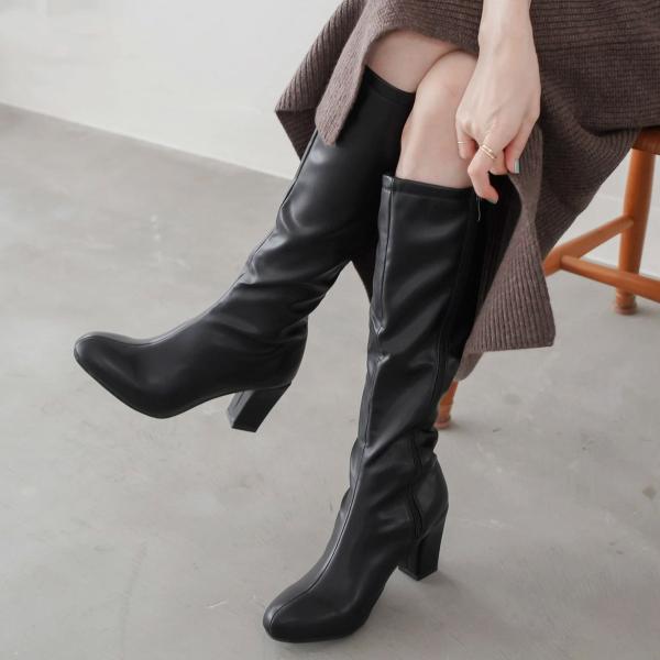 ブーツ レディース ストレッチロングブーツ ひざ丈 秋冬 歩きやすい 履きやすい amiamiアミア...