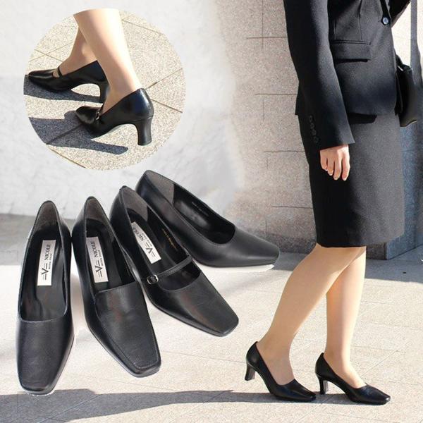 選べる本革フォーマルパンプス　3E 黒　amiamiアミアミ