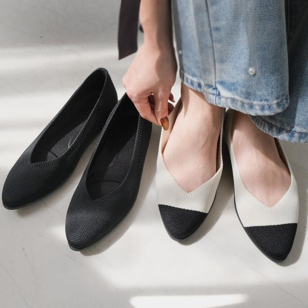 パンプス 洗えるニット素材 軽量 柔らか ランドリーネット付 2センチヒール  レディース 歩きやす...