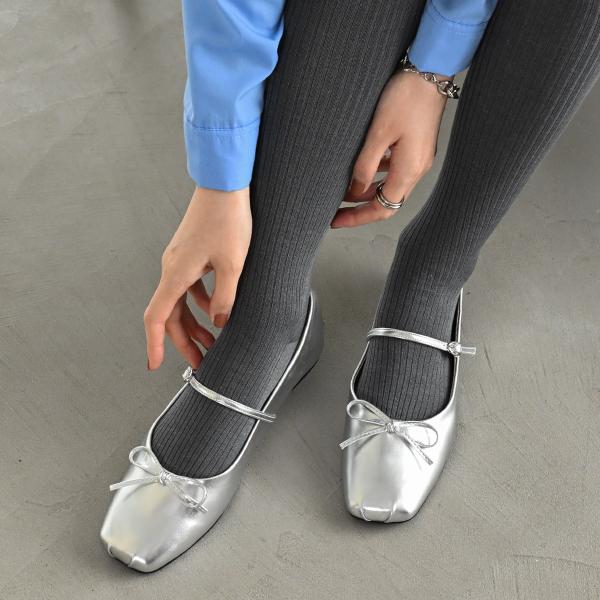 バレエパンプス スクエアトゥ フラット メリージェーン ローヒール ストラップ レディース 疲れない...