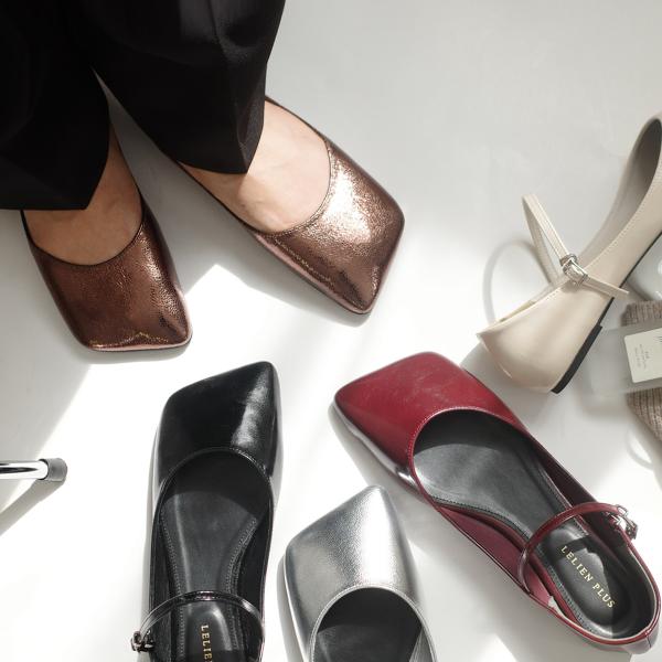 パンプス メリージェーン ローヒール ワイドオブリークトゥフラット 0.7センチヒール 歩きやすい ...