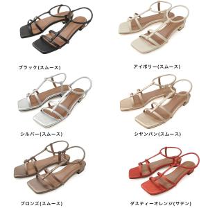 サンダル レディース ローヒール スクエアトゥ...の詳細画像1