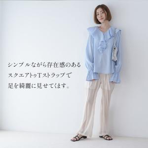 サンダル レディース ローヒール スクエアトゥ...の詳細画像4