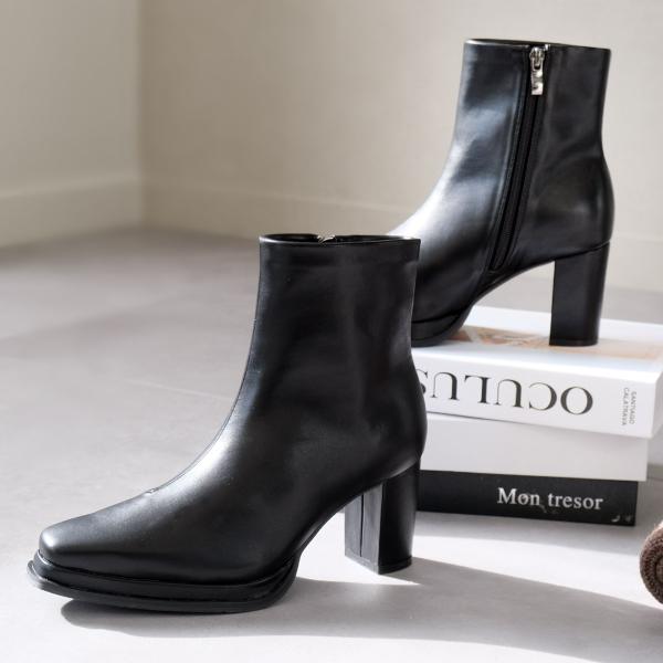 ブーツ レディース スクエアトゥ ストーム ショートブーツ 美脚 歩きやすい 履きやすい amiam...