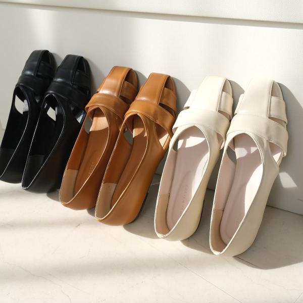 パンプス　スクエアトゥフラット レディース 夏春春夏 疲れない 歩きやすい amiami　アミアミ