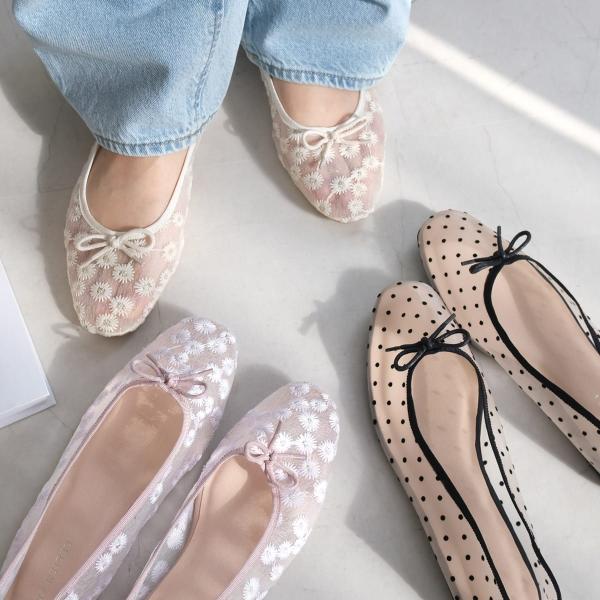 バレエパンプス　チュール フラット レディース 春春夏 痛くない 疲れない amiamiアミアミ