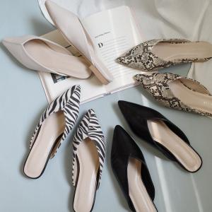 センターシーム入り Vカット ミュール サンダル レディース