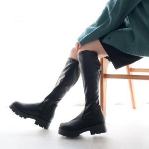 ストレッチ ロングブーツ レディース 秋冬 F厚底 トラックソール amiamiアミアミ