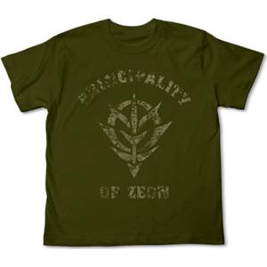 機動戦士ガンダム ジオンかすれプリントTシャツ/モス-L