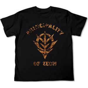 機動戦士ガンダム ジオンかすれプリントTシャツ/ブラック-XL