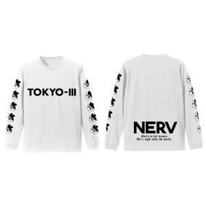 EVANGELION ネルフロゴ 袖リブロングスリーブTシャツ/WHITE-M（再販）[コスパ]《０...