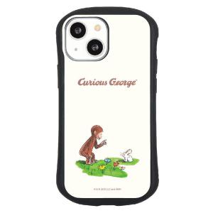 おさるのジョージ iPhone 13mini/12mini 対応 ハイブリッドガラスケース ジョージとうさぎ[グルマンディーズ]《03月予約》