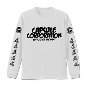 ドラゴンボール カプセルコーポレーション 袖リブロングスリーブTシャツ/WHITE-S