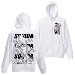 ソニック ザ ヘッジホッグ SONIC＆SHADOW ジップパーカー/WHITE-XL