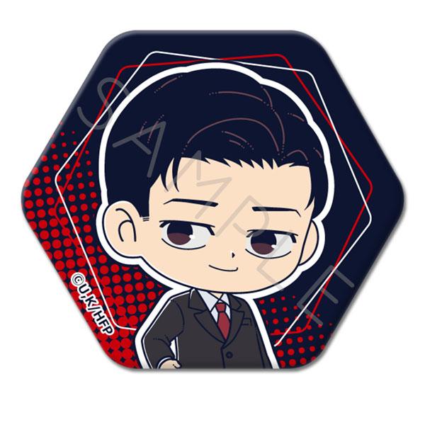 (s)ひゃくえむ｡ 六角形缶ﾊﾞｯｼﾞ G ﾄｶﾞｼ 黒ｽｰﾂVer.