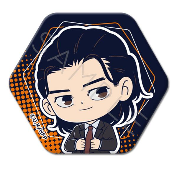 (s)ひゃくえむ｡ 六角形缶ﾊﾞｯｼﾞ I 仁神 黒ｽｰﾂVer.