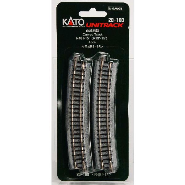 20-160 曲線線路R481-15° (4本入)[KATO]《発売済・在庫品》