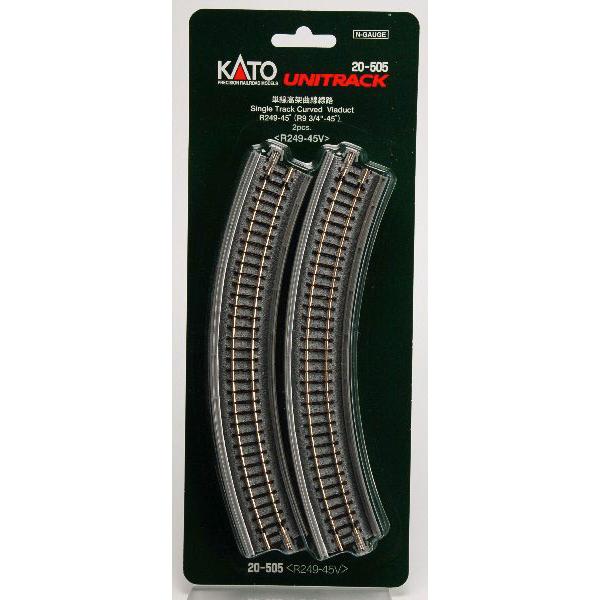 20-505 単線高架曲線線路R249-45° (2本入)[KATO]《発売済・在庫品》