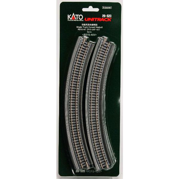 20-520 単線高架曲線線路R315-45° (2本入)[KATO]《発売済・在庫品》