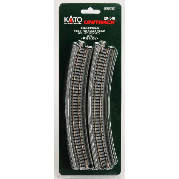 20-540 単線高架曲線線路R381-30° (2本入)[KATO]《発売済・在庫品》