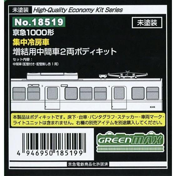 18519 京急1000形(集中冷房車) 増結用中間車2両ボディキット[グリーンマックス]《発売済・...