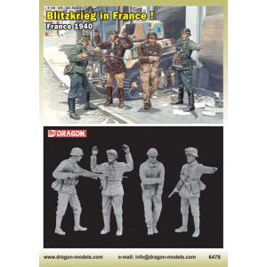 ドラゴンモデル 1/ 35 WW.II ドイツ軍歩兵＆フランス軍戦車兵 フランス 1940未塗装フィギュア