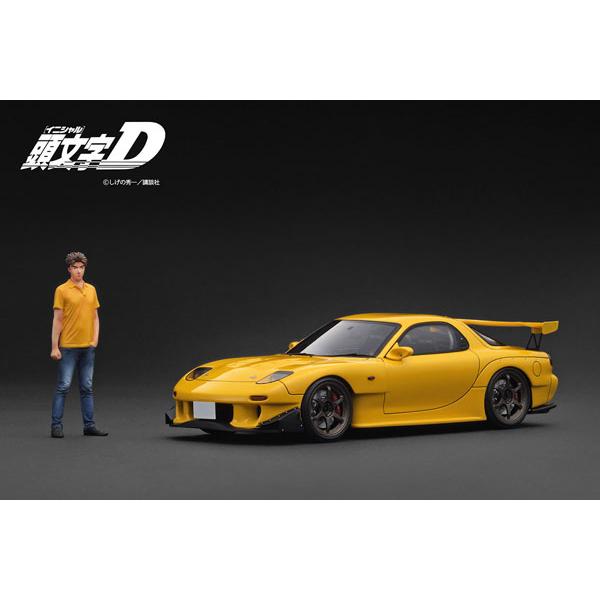 1/18 INITIAL D Mazda RX-7 (FD3S) Yellow With Mr. K...