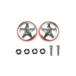 ミニ四駆特別企画 19mmプラリング付アルミベアリング ローラー(5本スポーク)(レッド)（再販）[タミヤ]《１０月予約》