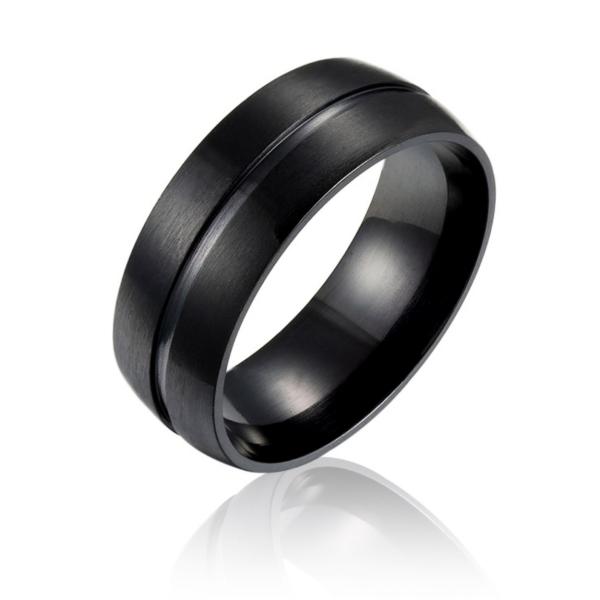 指輪 軽量リング チタン メンズ 艶消し クラシック ヘアライン ブラック 幅広 金属アレルギー対応