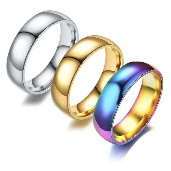 甲丸リング メンズ 指輪 サージカルステンレス マルチカラー シルバー ゴールド ［送料込み］