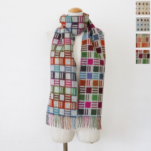 BRONTE (ブロンテ) ストール メリノウール ドット 幾何学柄 PURE NEW WOOL S...