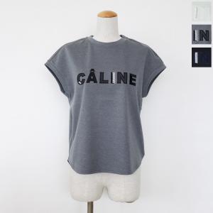 Espeyrac (エスペラック) ロゴ Tシャツ フレンチスリーブ パール刺繍 クルーネック ラウンドヘム 7421014｜amico-di-ineya