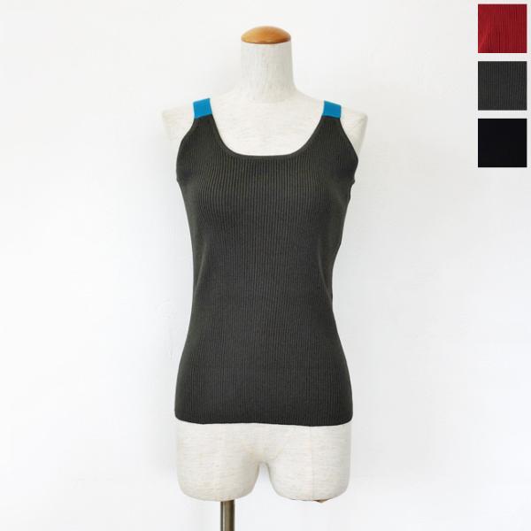Dignite collier (ディニテコリエ) タンクトップ 配色 リブニット ストレッチ LC...