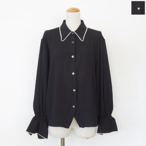 anana (アナナ) ブラウス パール ドロップショルダー 長袖 シフォン 袖口ゴム a59-04...