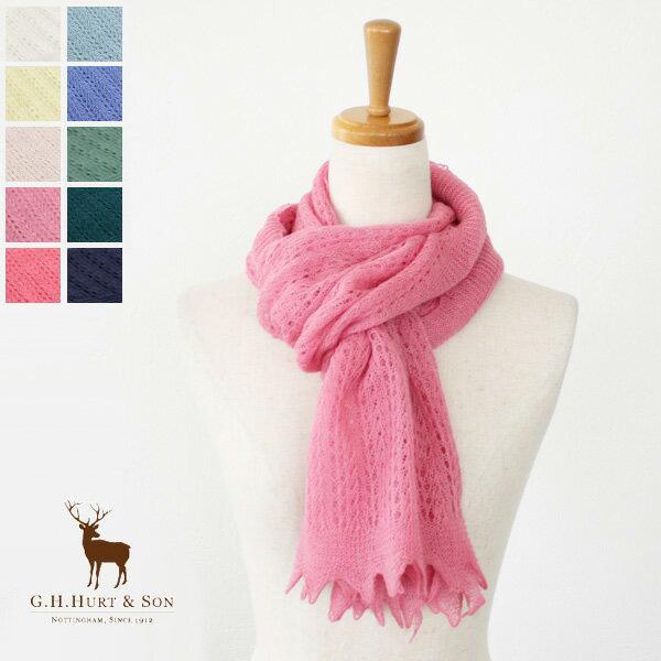 G.H.Hurt &amp; Son ( ジーエイチハートアンドサン) ウール ストール レース編み W18...