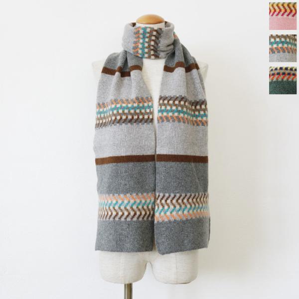 ROBERT MACKIE (ロバートマッキー) マルチボーダー マフラー ラムズウール リブニット...