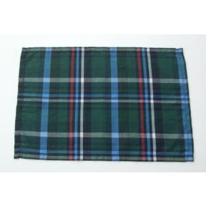 ランチョンマット30×20（A4サイズ）【緑に赤水色のチェック柄】綿・薄地