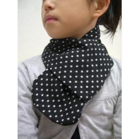 ドットのマフラー・起毛ダブルガーゼ★ブラック（キッズ）