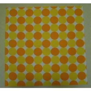 ナフキン・ランチョンマット・サイズ49×49センチ正方形【黄色とオレンジ大きめ○丸柄】綿