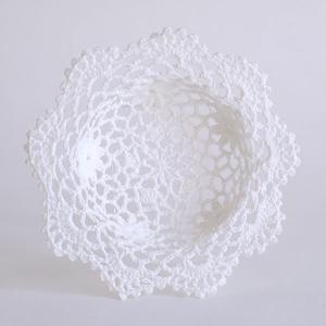 レースプレート ホワイト フラワーアレンジメント ベース