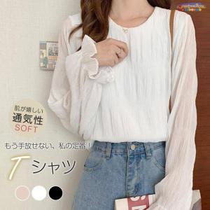 ブラウス 長袖 レディース シフォン 透け感 カ...の商品画像