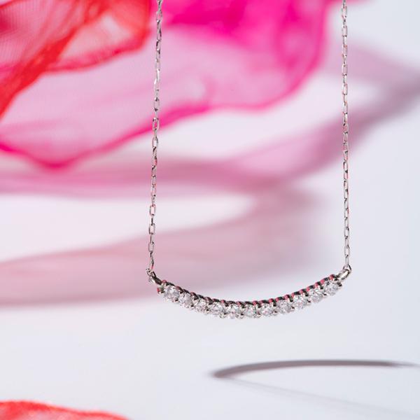 5/1価格改定 ダイヤモンド ライン ネックレス  プラチナ 18金 4月 誕生石  Pt950 K...